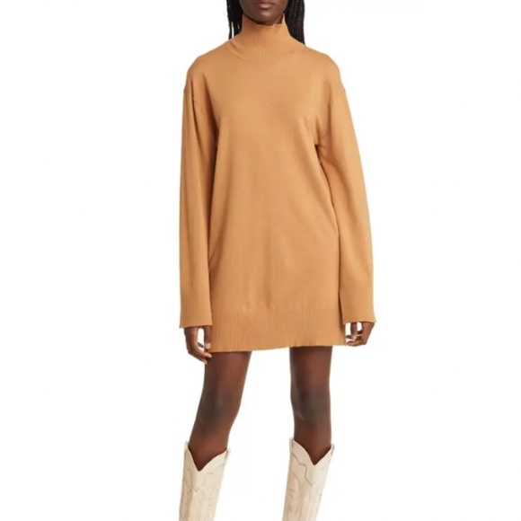 Steve Madden New with tag Greta Turtleneck Camel sweater minidress size small - Picture 1 of 7